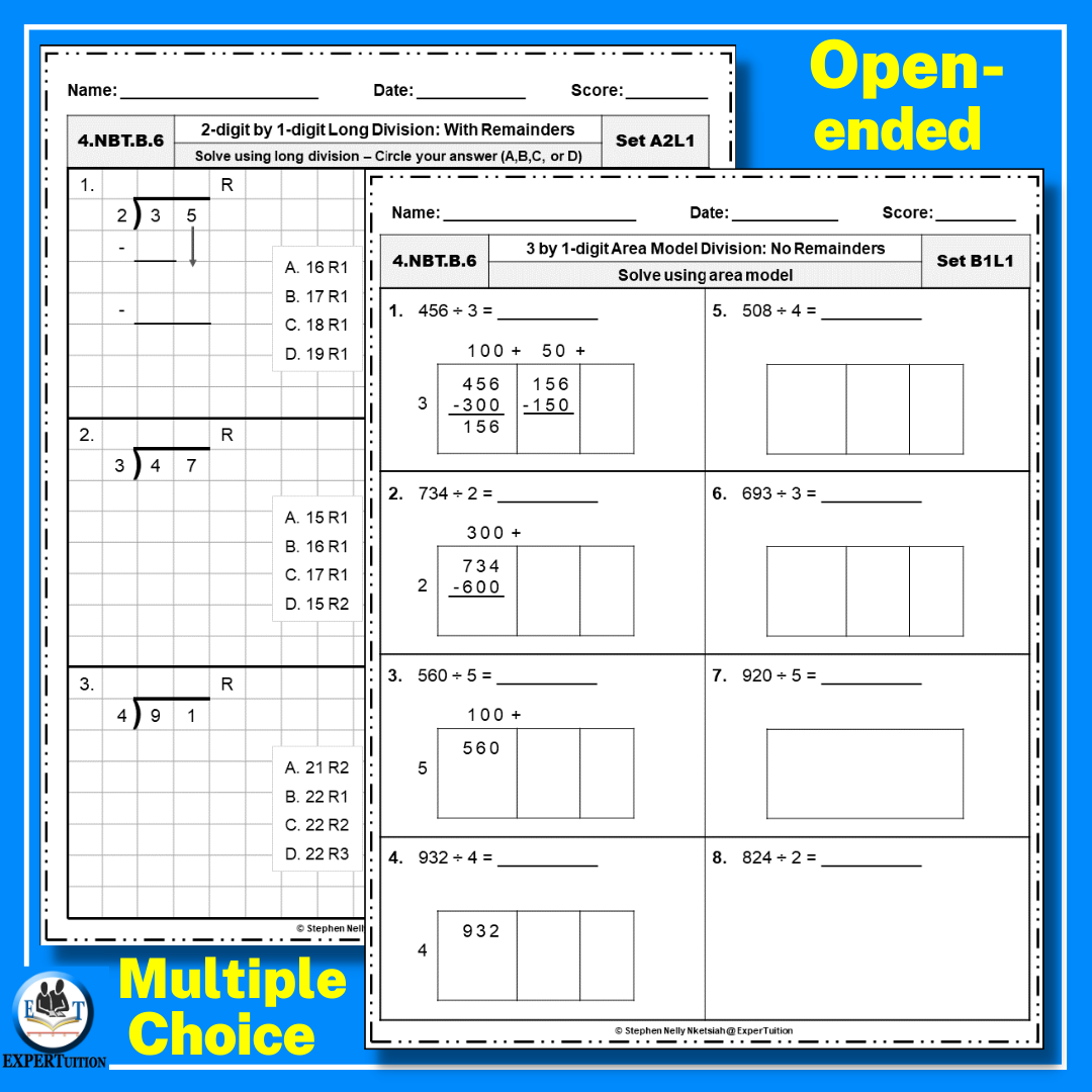 1 Digit 2 Digit Divisors Area Model Partial Quotients Long Division Worksheets Bundle Made By Teachers 1 Digit 2 Digit Divisors Area Model Partial Quotients Long Division Worksheets Bundle Made By Teachers
