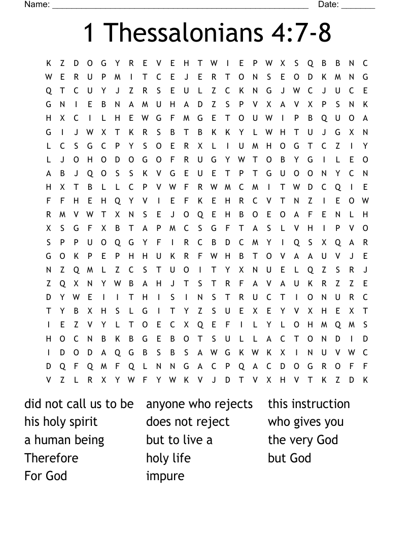 1 Thessalonians 4 7 8 Word Search WordMint