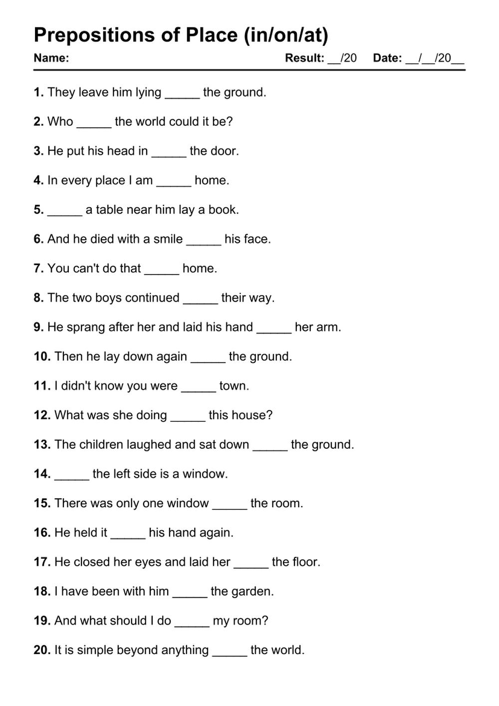 101 Prepositions Of Place PDF Worksheets With Answers Grammarism 101 Prepositions Of Place PDF Worksheets With Answers Grammarism