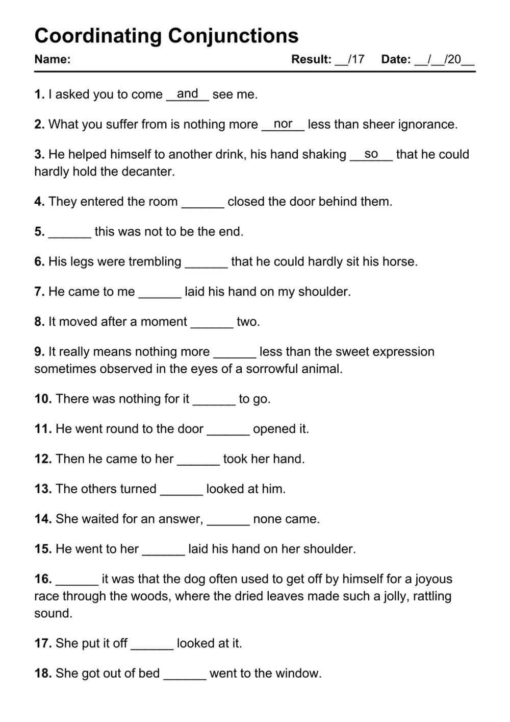 101 Printable Coordinating Conjunctions PDF Worksheets Grammarism Worksheets Library Conjunctions Worksheets Superstar Worksheets