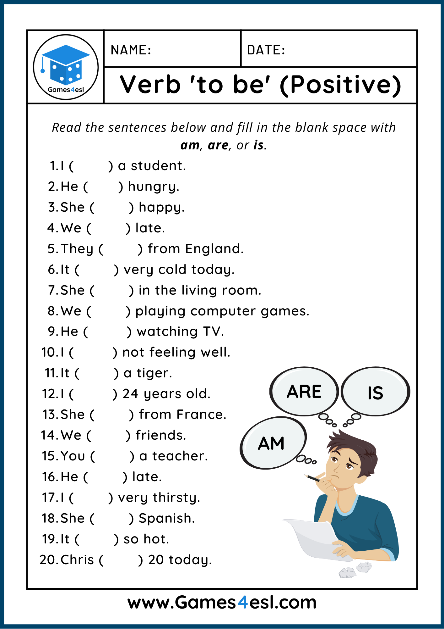 101 Printable Verb To Be PDF Worksheets With Answers Grammarism Worksheets Library