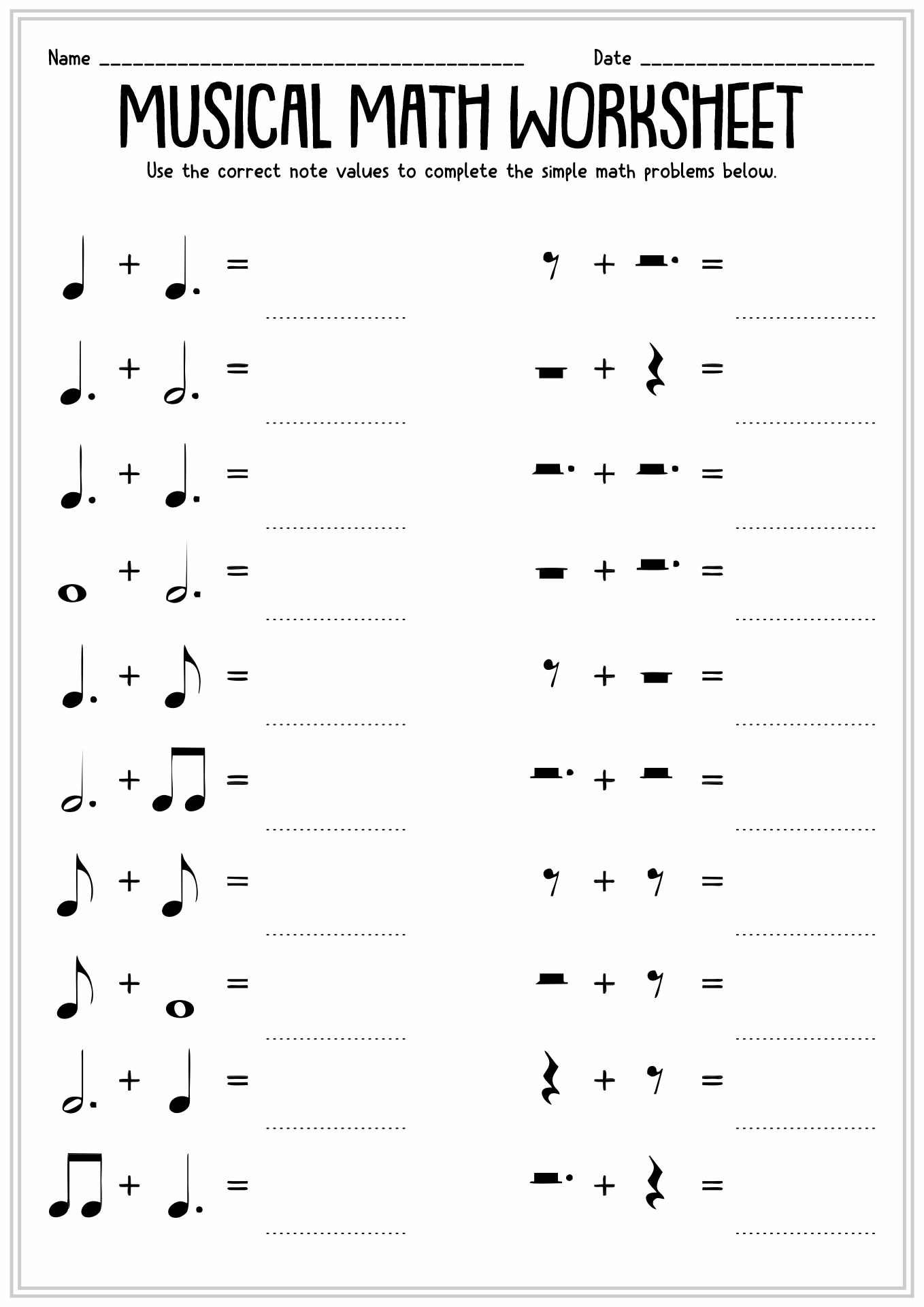 11 Music Theory Worksheets Note Value Free PDF At Worksheeto Worksheets Library Music At Chadwell Year 3 Music Maths And CODE Breaker For Reading Worksheets Library