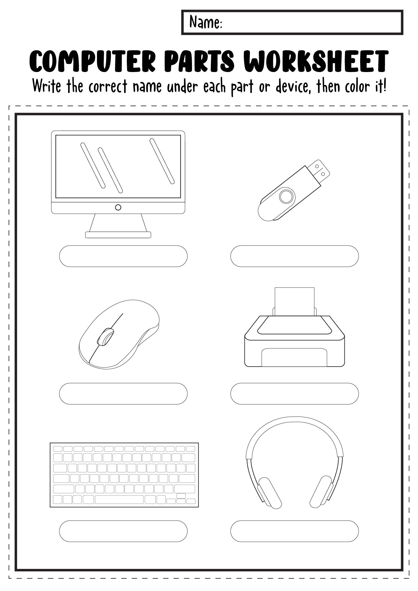 12 Computer Coloring Worksheets Free PDF At Worksheeto Computer Worksheet