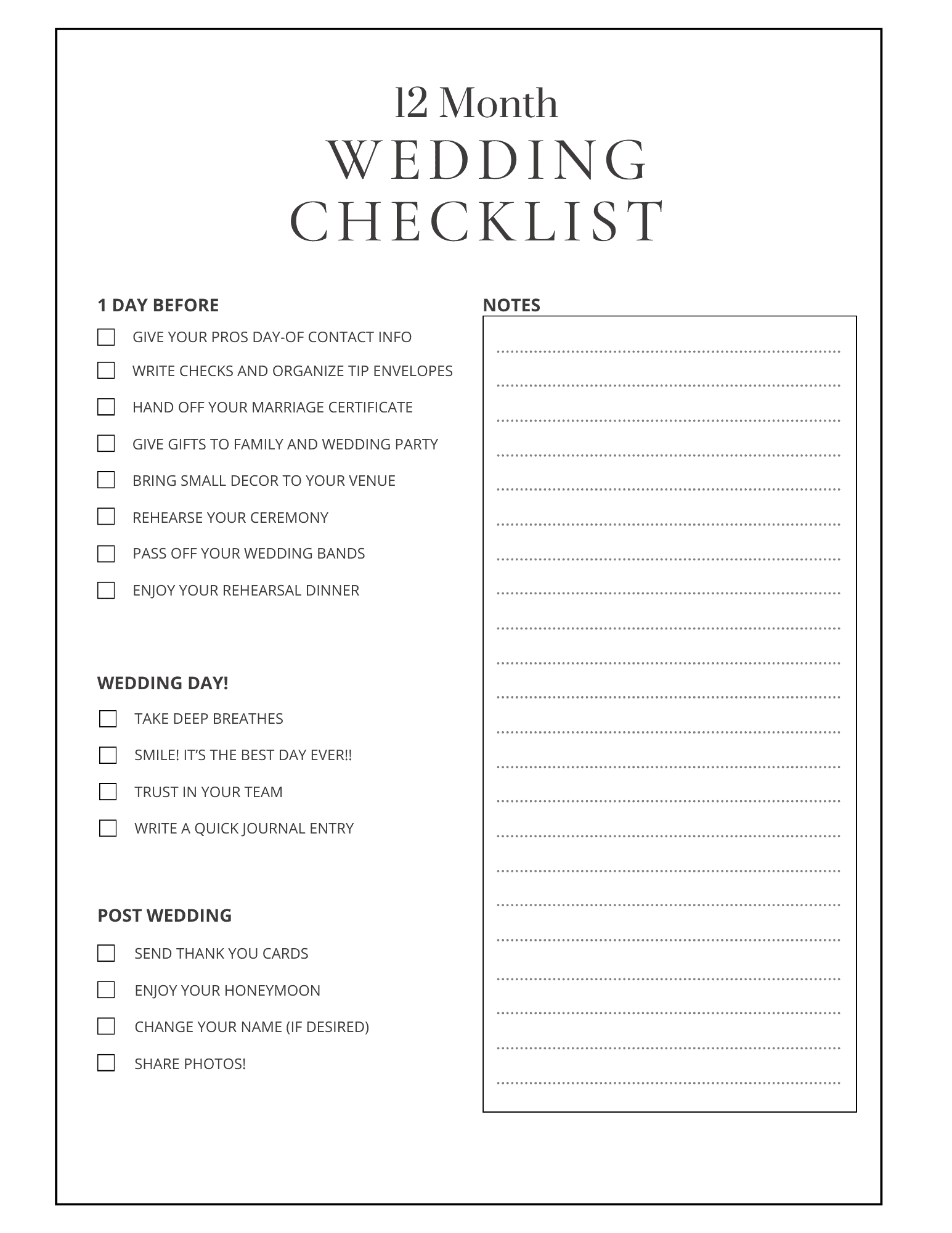 Free 90 Page Wedding Planning Checklist Printable Timeline
