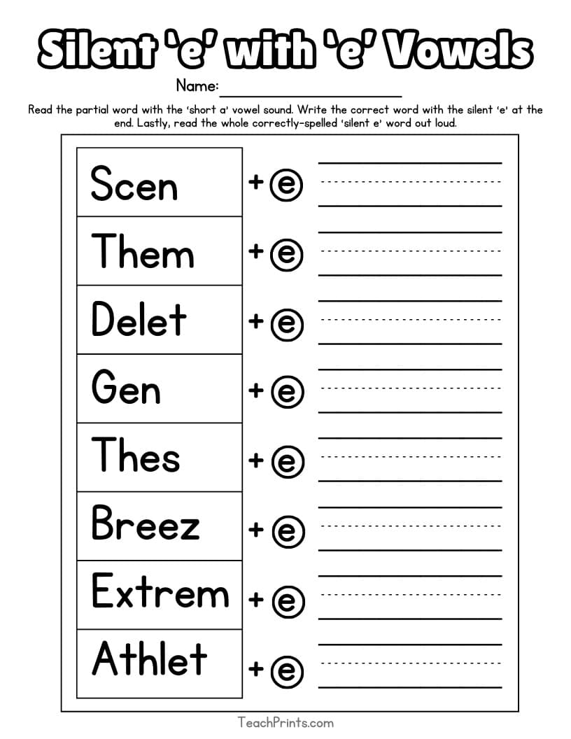 13 Magic E Worksheets Free PDF Printables Teach Prints
