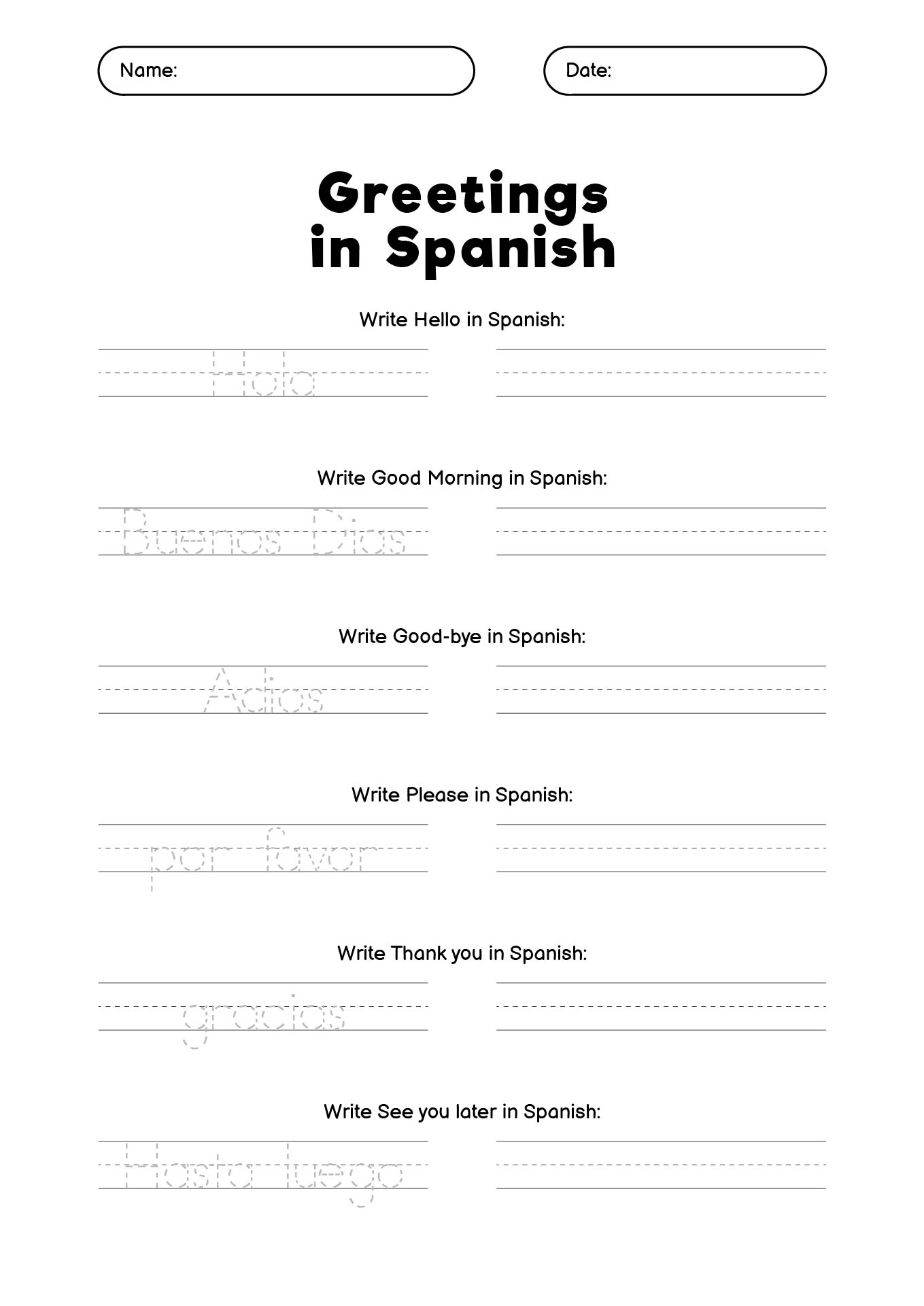 15 First Grade Spanish Worksheets Free PDF At Worksheeto