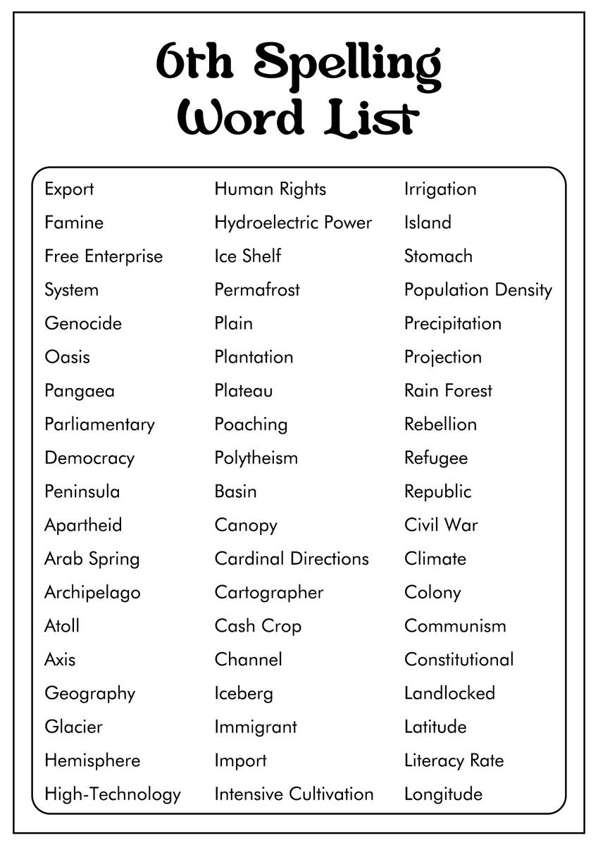 16 6th Grade Spelling Words Worksheets Free PDF At Worksheeto Worksheets Library 16 6th Grade Spelling Words Worksheets Free PDF At Worksheeto Worksheets Library
