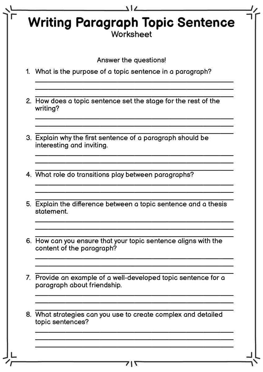 16 Writing Paragraph Topic Sentence Worksheets Free PDF At Worksheeto 16 Writing Paragraph Topic Sentence Worksheets Free PDF At Worksheeto