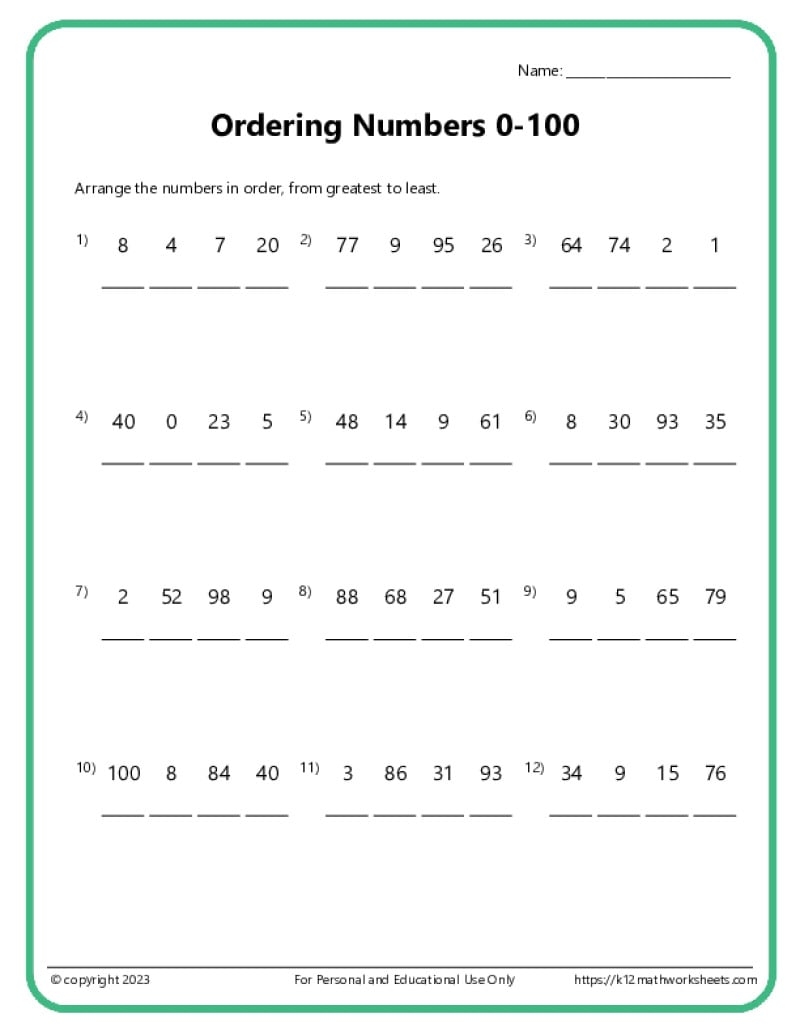 1st Grade Comparing And Ordering Worksheets 1st Grade Comparing And Ordering Worksheets
