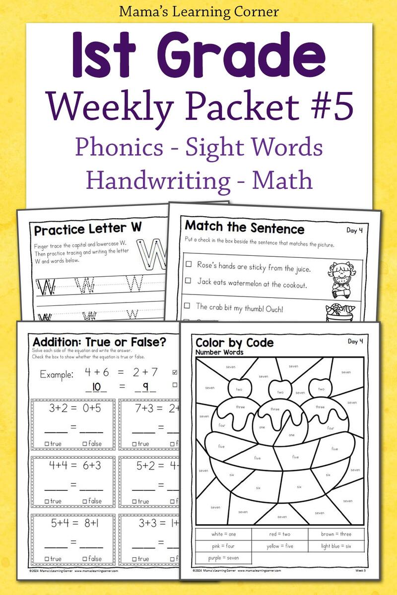1st Grade Summer Practice Worksheets Week 5 Skills Packet Mamas Learning Corner 1st Grade Summer Practice Worksheets Week 5 Skills Packet Mamas Learning Corner
