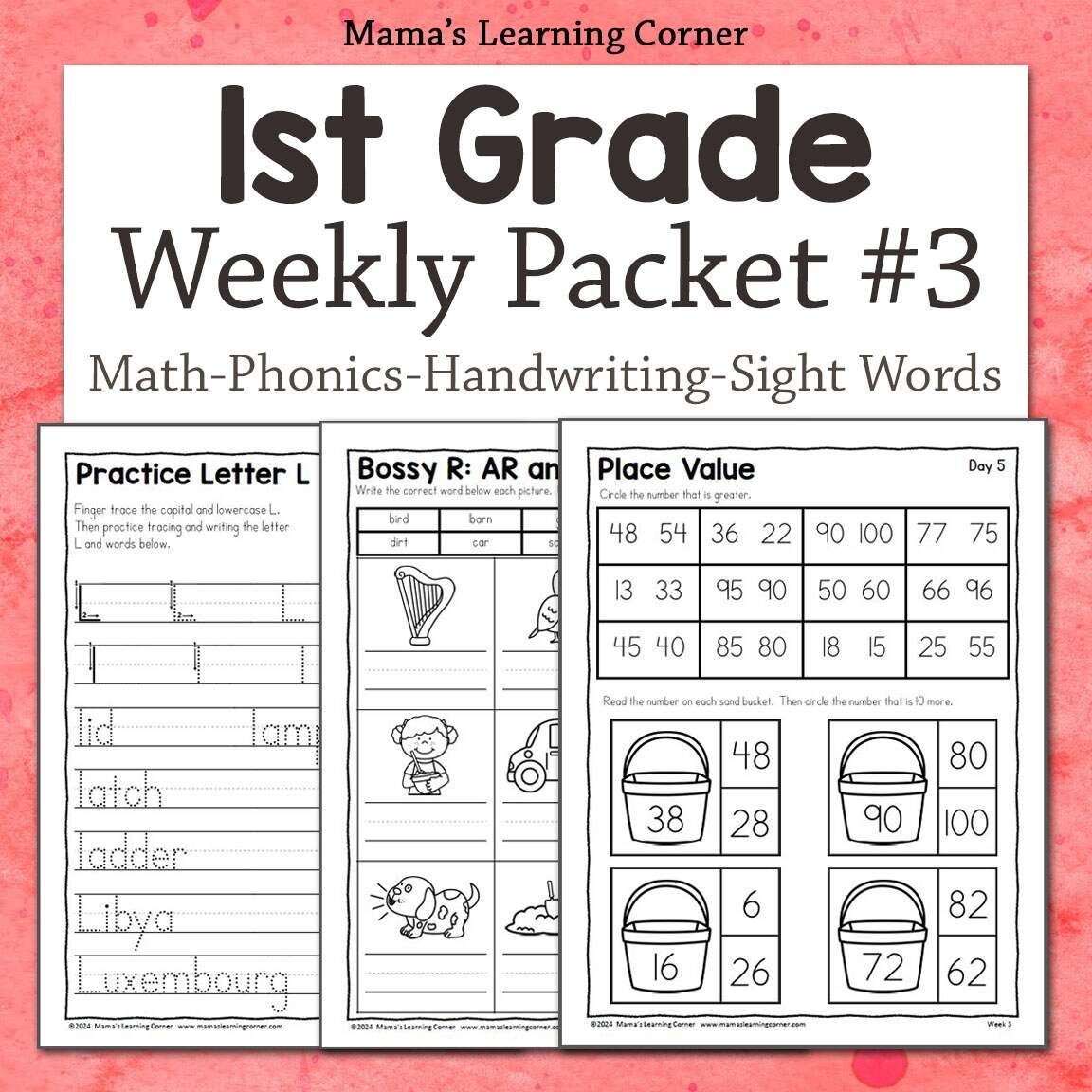 1st Grade Weekly Worksheet Packet 3 Mamas Learning Corner 1st Grade English Worksheets Free Printables