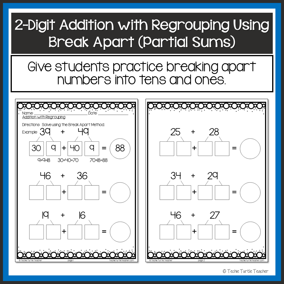2 Digit Addition With Regrouping Using Break Apart Partial Sums Strategy Made By Teachers 2 Digit Addition With Regrouping Using Break Apart Partial Sums Strategy Made By Teachers