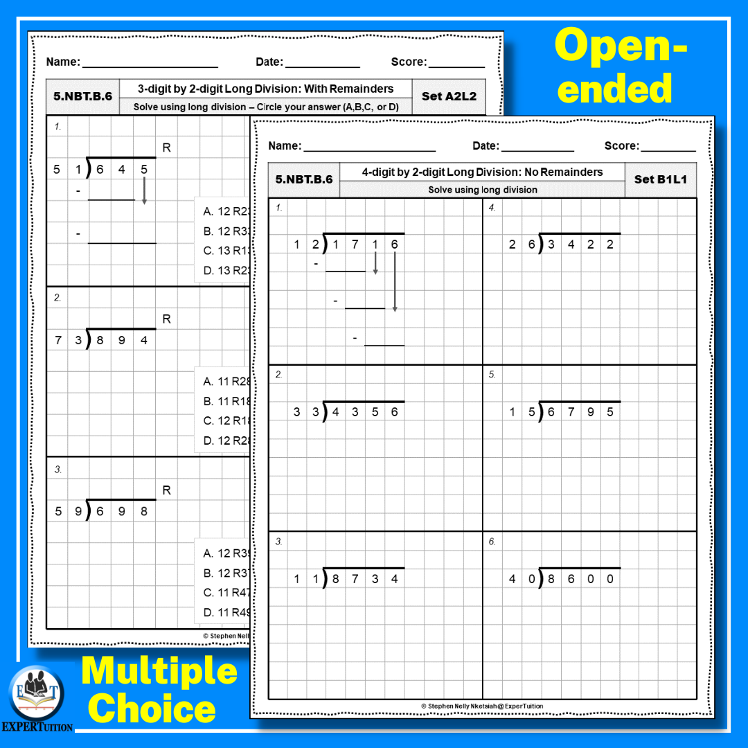 2 Digit Divisors Long Division Worksheets Bundle Made By Teachers
