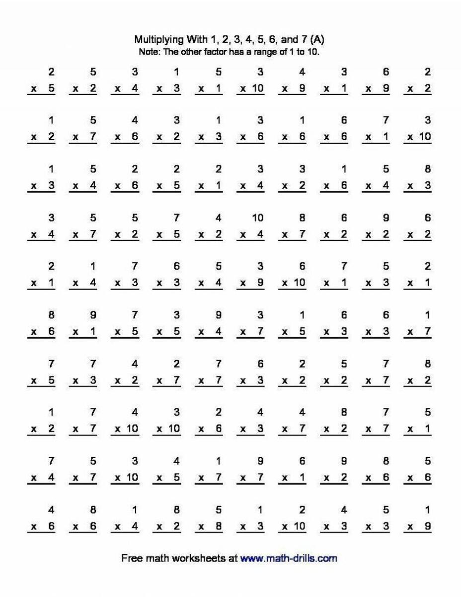 Multiplication 5 Minute Drill 10 Math Worksheets With Answers PDF Etsy