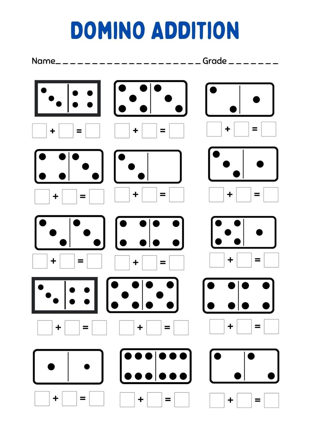 20 Printable Domino Addition Worksheets 1st Grade Kindergarten Math Number Sentences Activity Etsy Israel 20 Printable Domino Addition Worksheets 1st Grade Kindergarten Math Number Sentences Activity Etsy Israel
