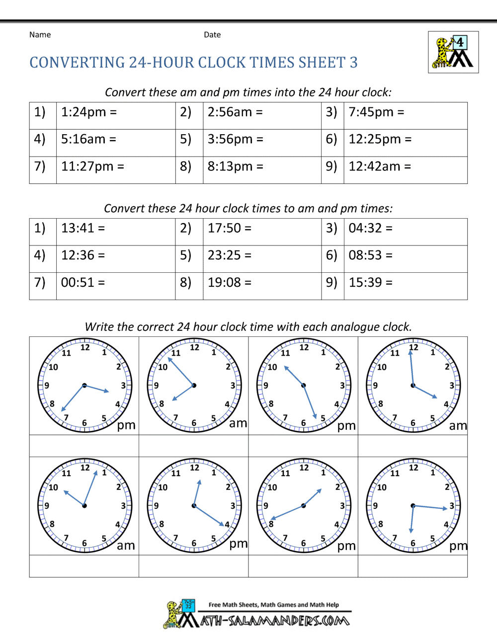 30 Printable Military Time Charts TemplateLab