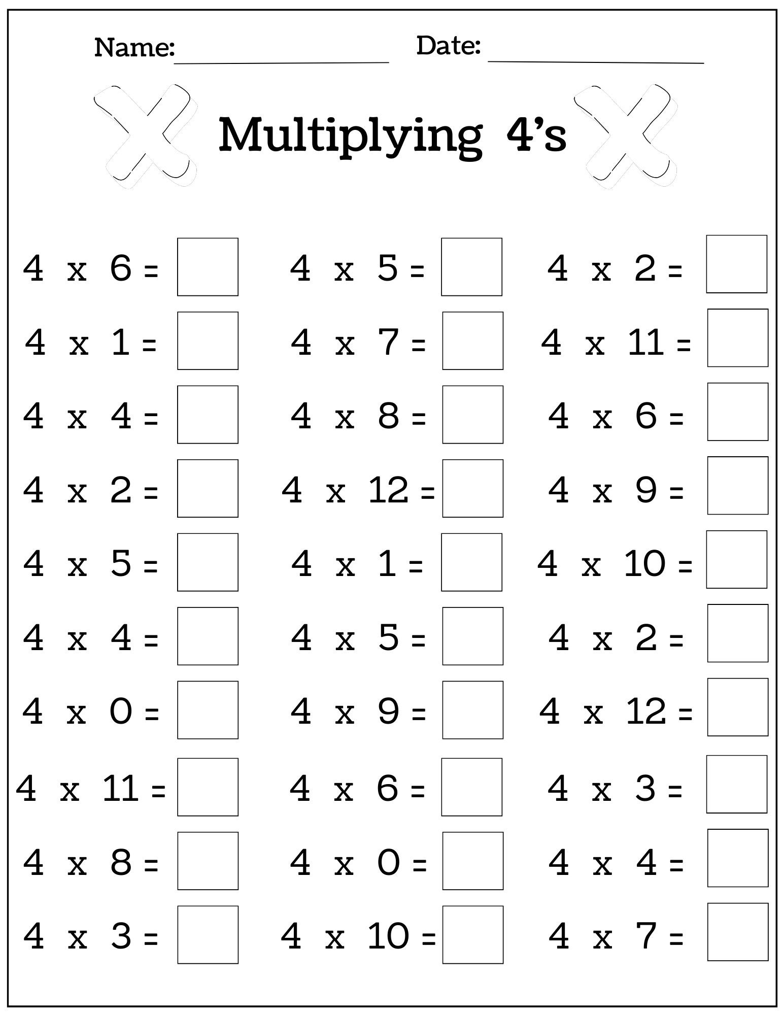 Multiplication Worksheets Problem Range Between 0 And 12 In A Vertical Format Made By Teachers
