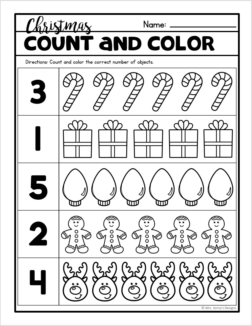 Christmas Tree Find And Color The Number Sheets