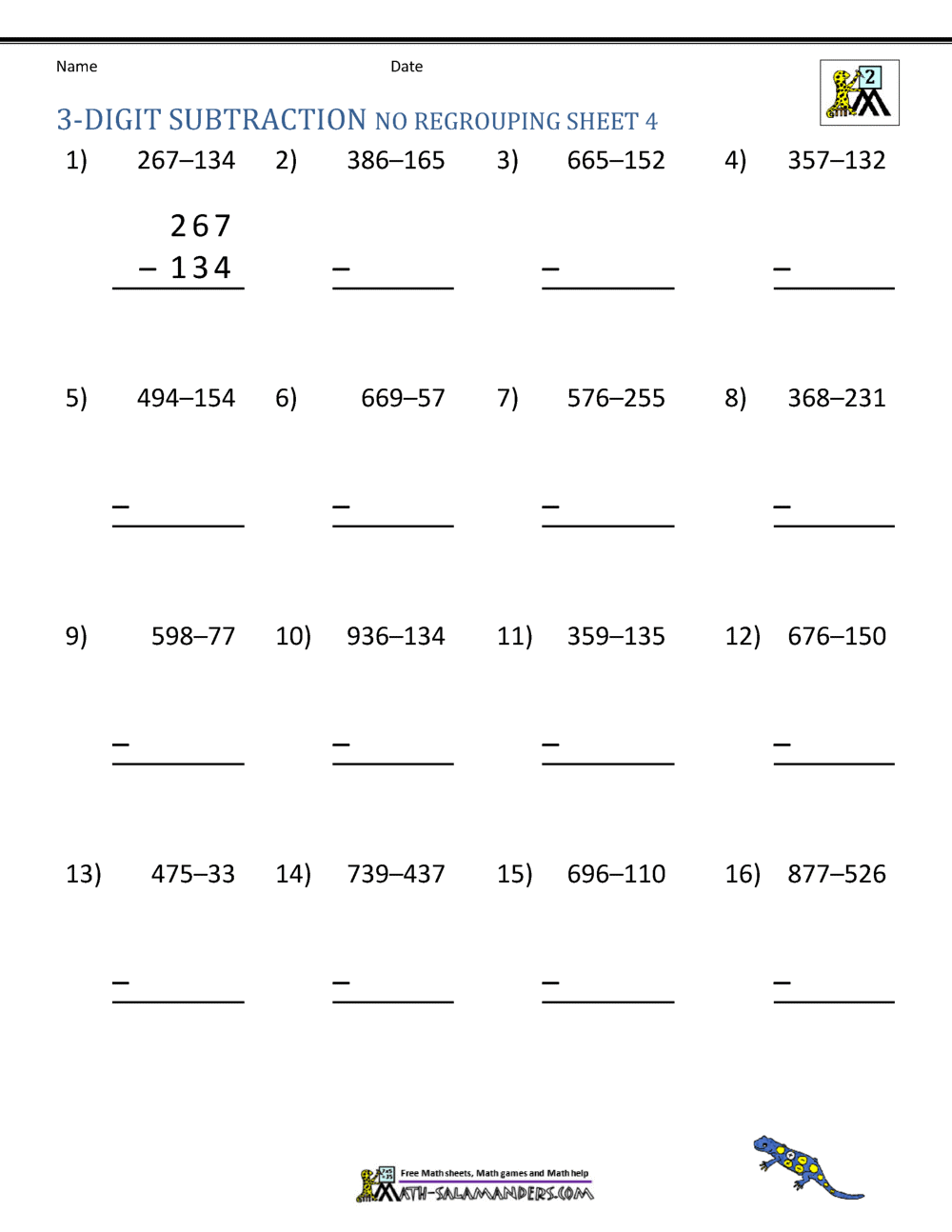 3 Digit Subtraction Worksheets Superstar Worksheets
