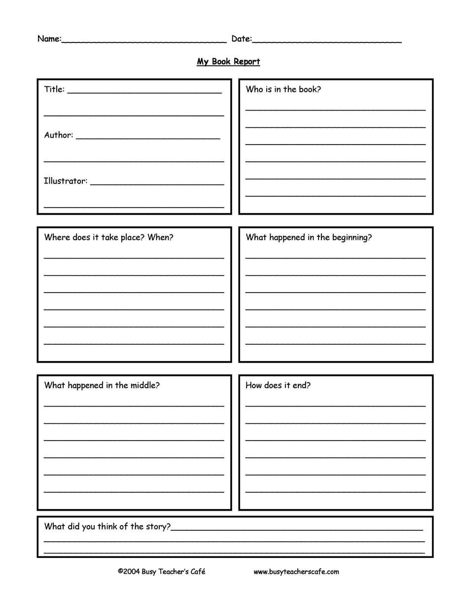 30 Book Report Templates Reading Worksheets