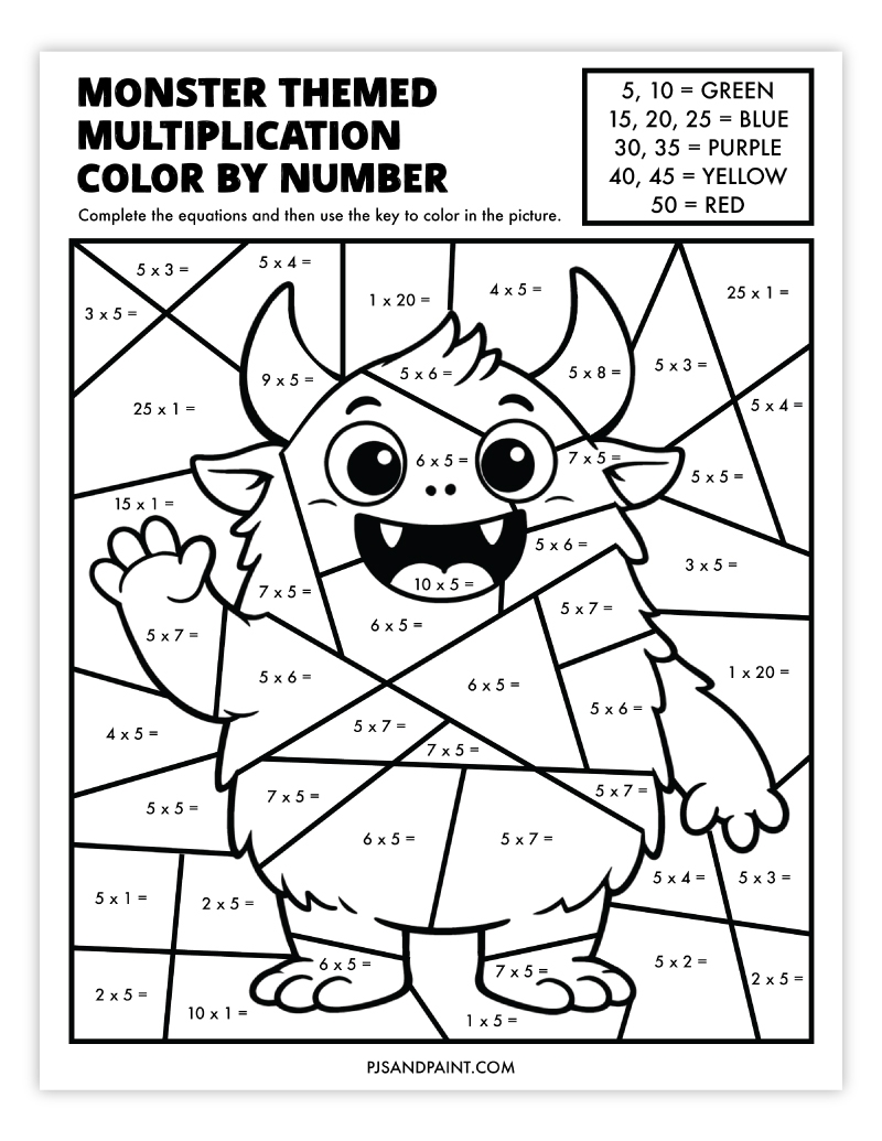 5 Free Printable Multiplication Color By Number Worksheets Pjs And Paint 5 Free Printable Multiplication Color By Number Worksheets Pjs And Paint