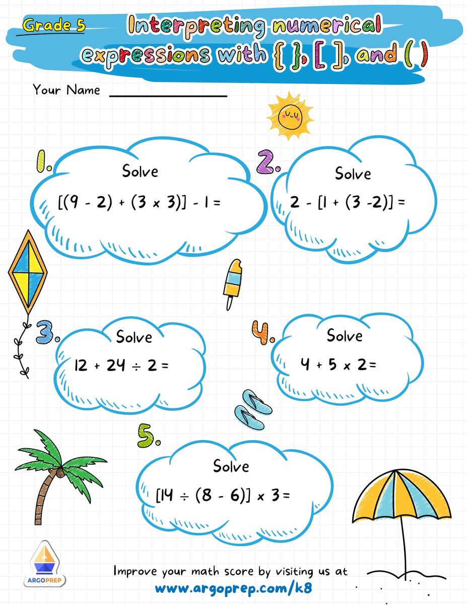 5th Grade Math Finding The Value Of A Variable Worksheets For Free ArgoPrep