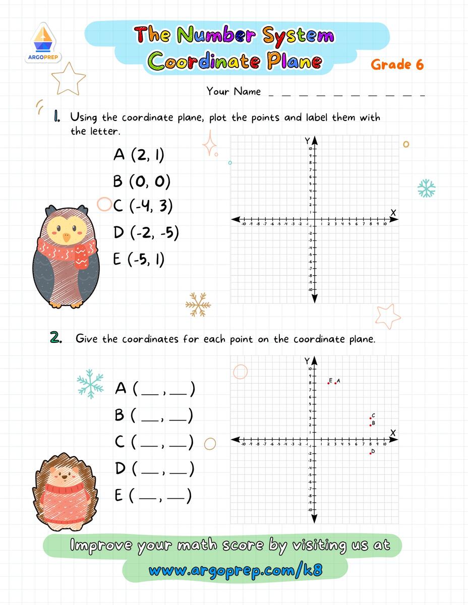 6th Grade Dot Plots Coordinate Planes Worksheets For Free ArgoPrep