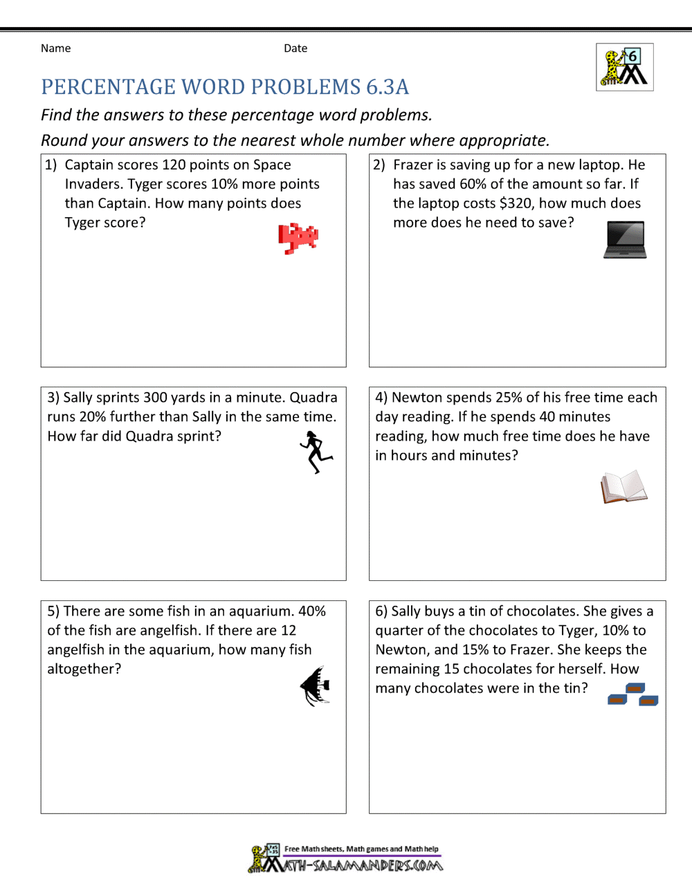 6th Grade Percent Word Problems Free Printable Percentage Word Problems Worksheet For Fifth Grade