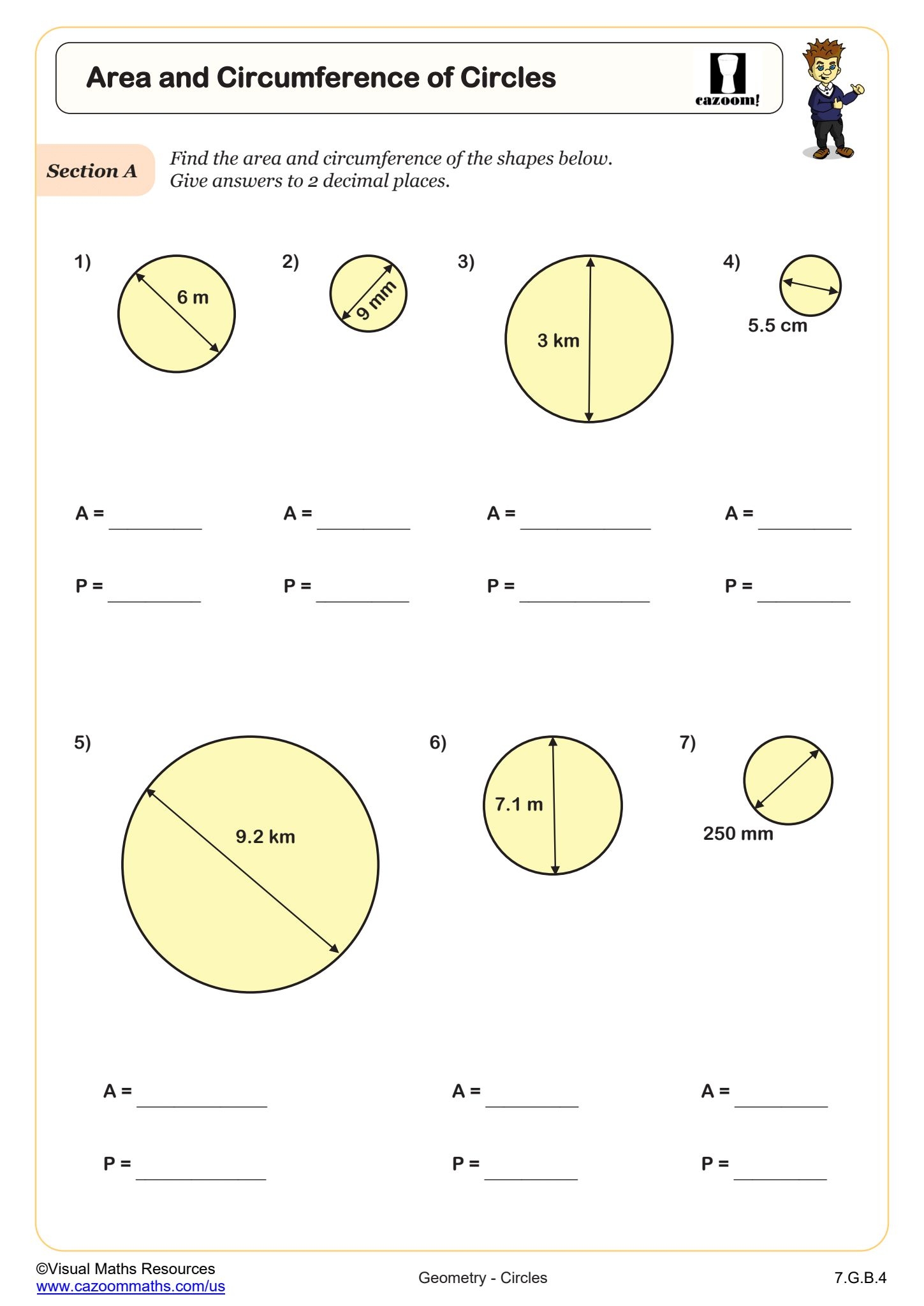 7th Grade Circles Worksheets PDF Printable Worksheets Cazoom Math