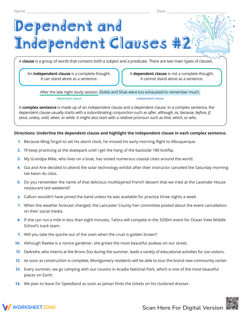 7th Grade Phrases And Clauses Worksheets Printable