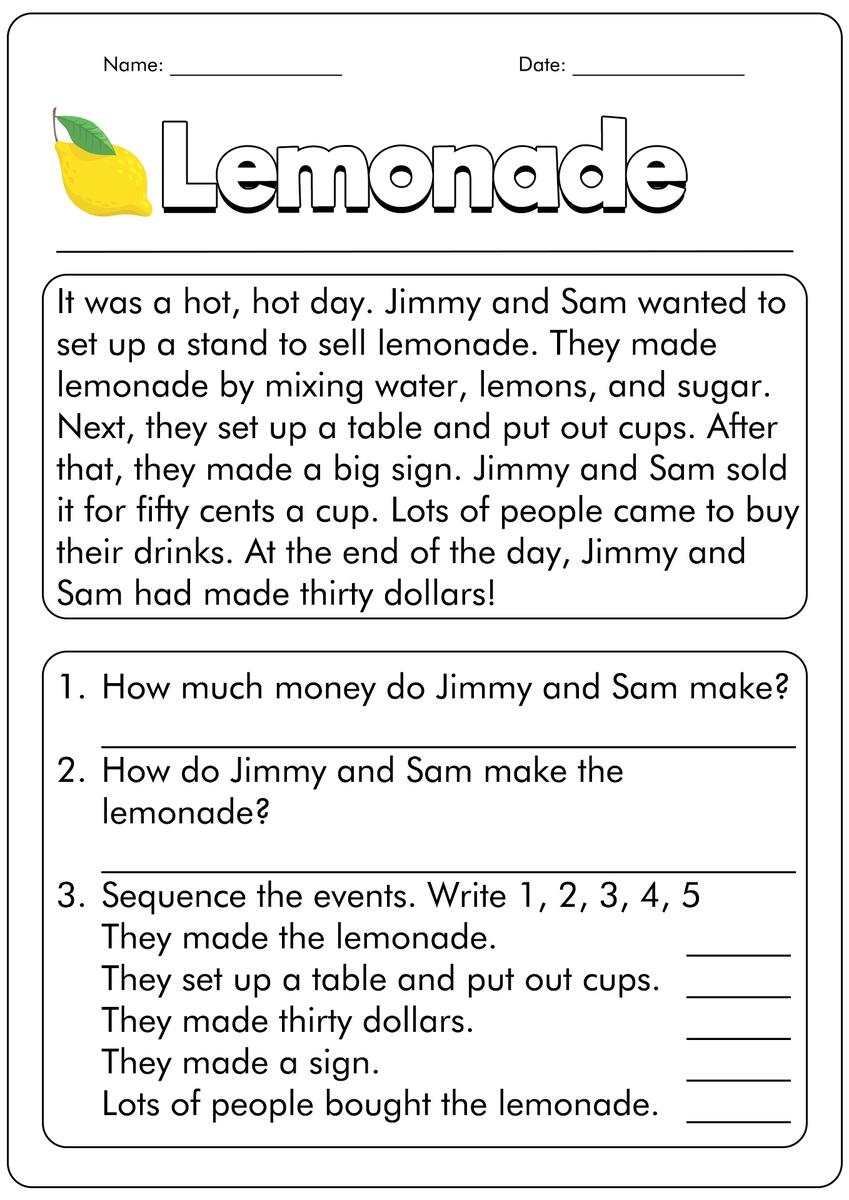 1st Grade Reading Comprehension Worksheets Worksheets Library