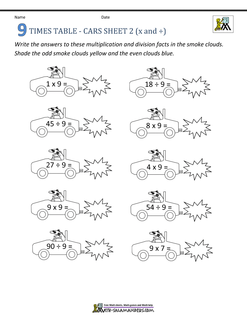 9 Times Table Worksheets 9 Times Table Worksheets