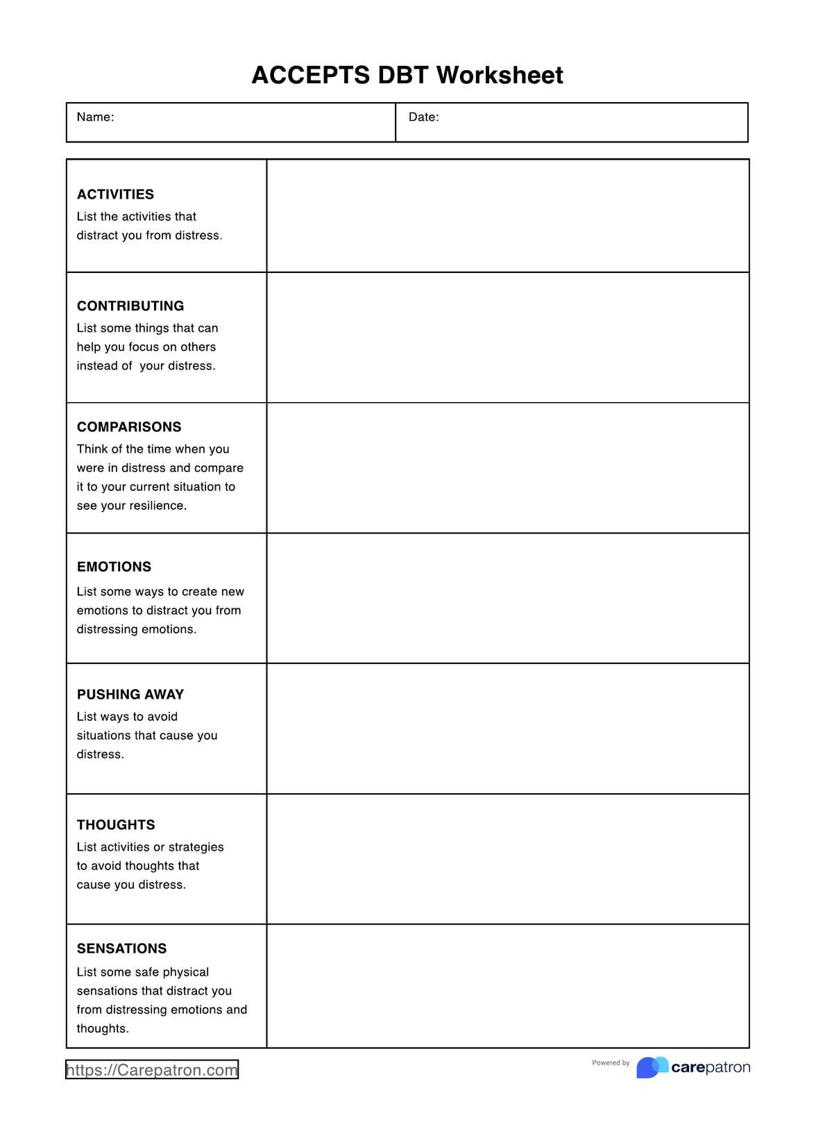 ACCEPTS DBT Worksheets