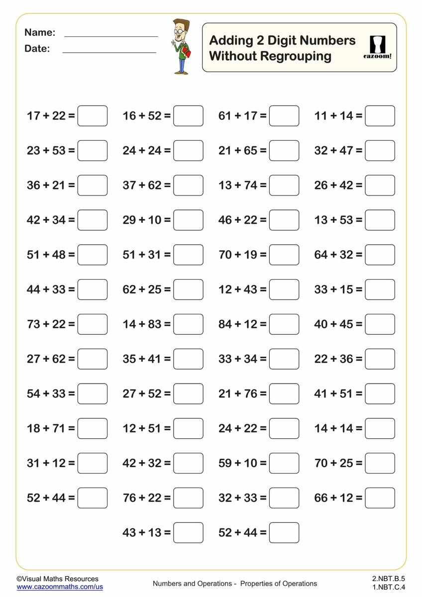 Adding Mulitples Of 10 To A 2 Digit Number 50 Questions Fun And Engaging 1st Grade PDF Worksheets Cazoom Math Adding Multiples Of Ten To A Two Digit Number Worksheets Made By Teachers