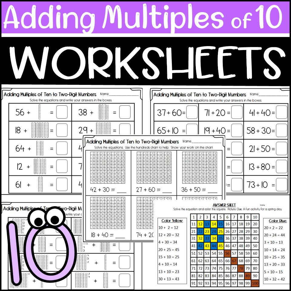Adding Multiples Of Ten To A Two Digit Number Worksheets Made By Teachers Adding Multiples Of Ten To A Two Digit Number Worksheets Made By Teachers