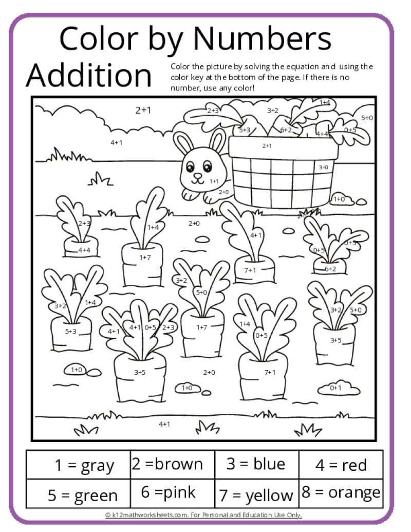 Spring Color By Number Pages K12 Math Worksheets