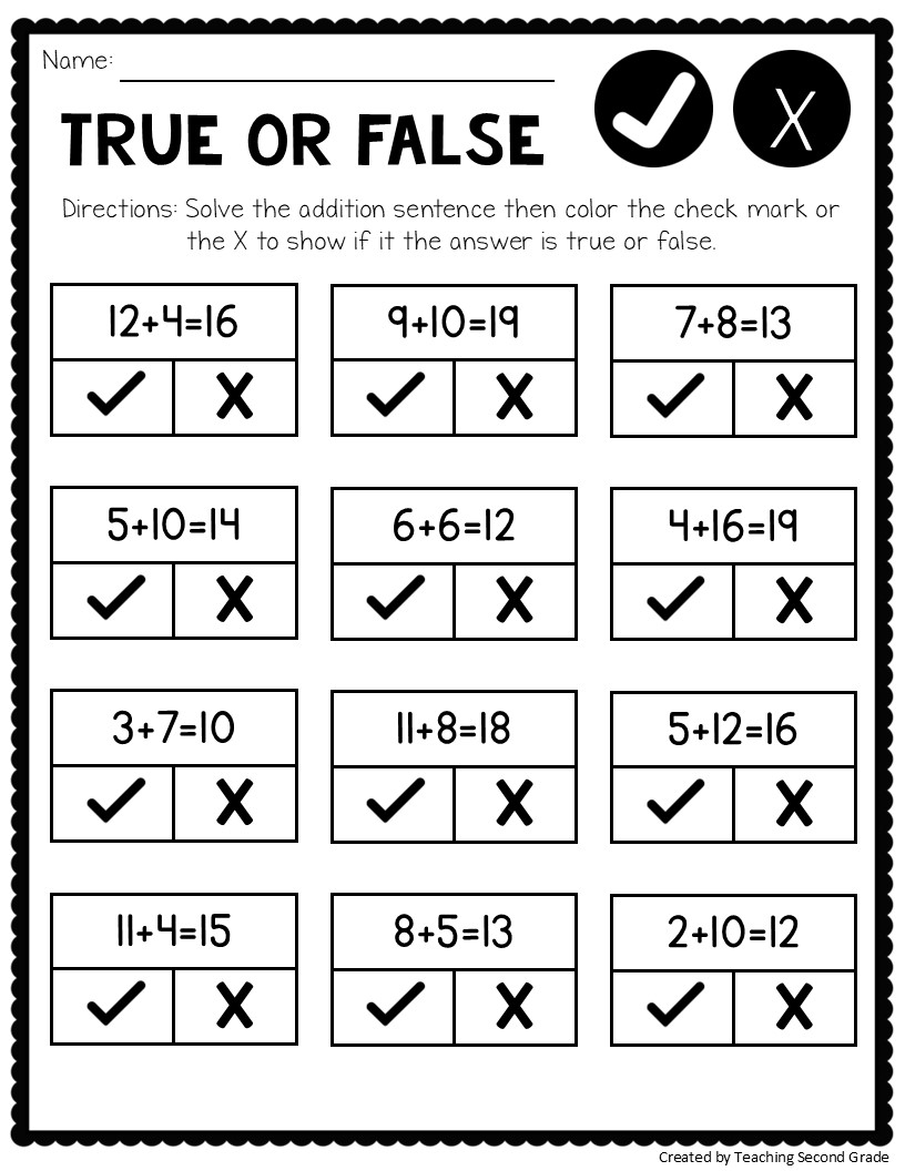 Addition Facts To 20 Worksheets Fun No Prep Math Worksheets For 1st 2nd Grade Teaching Ideas Made Easy Free Penguin Math Worksheets For Second Grade Second Grade Teaching Blog