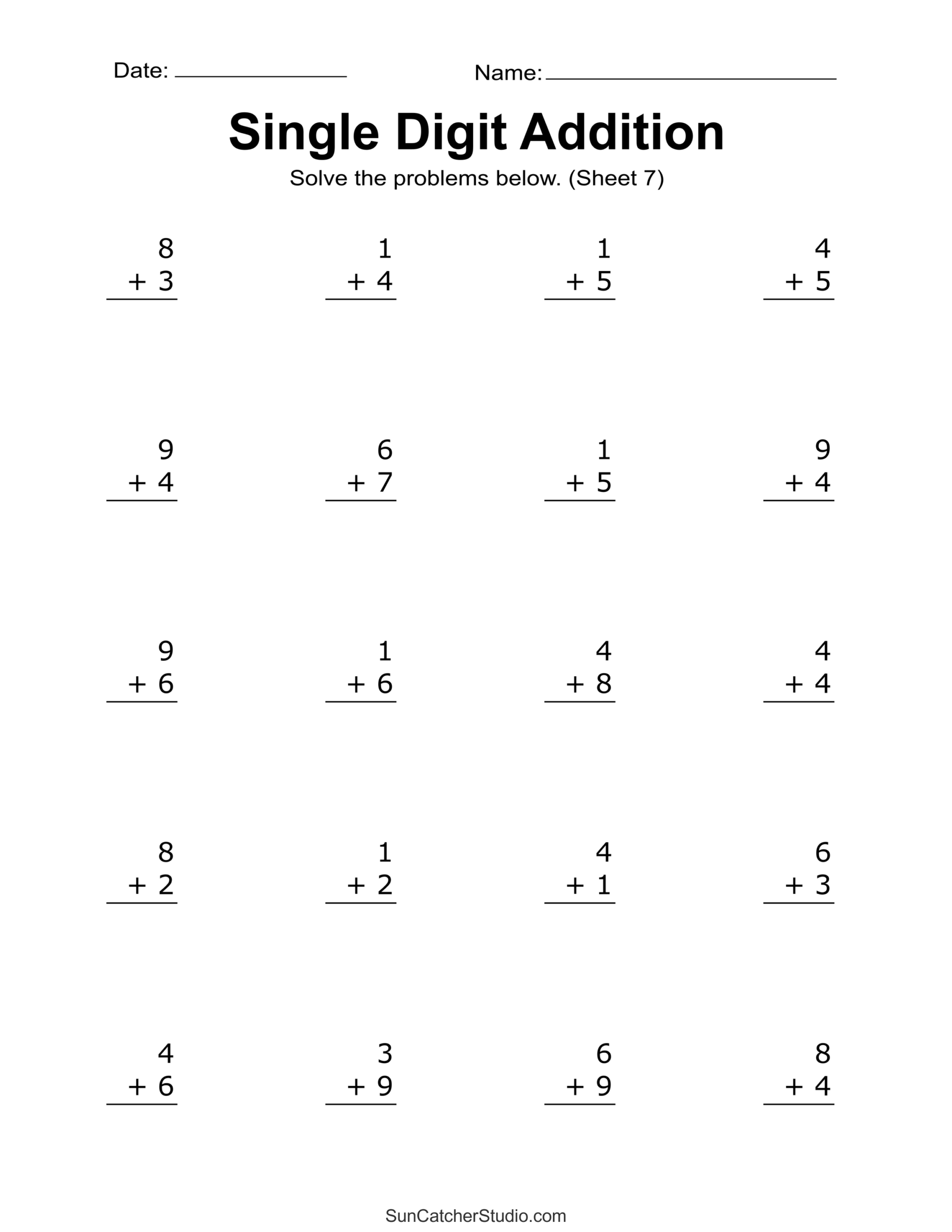 Addition Worksheets Free Printable Easy Math Problems Free Printables Lettering SVG Files Tools Apps Kindergarten Addition Worksheets Single Digit Math PDF Etsy