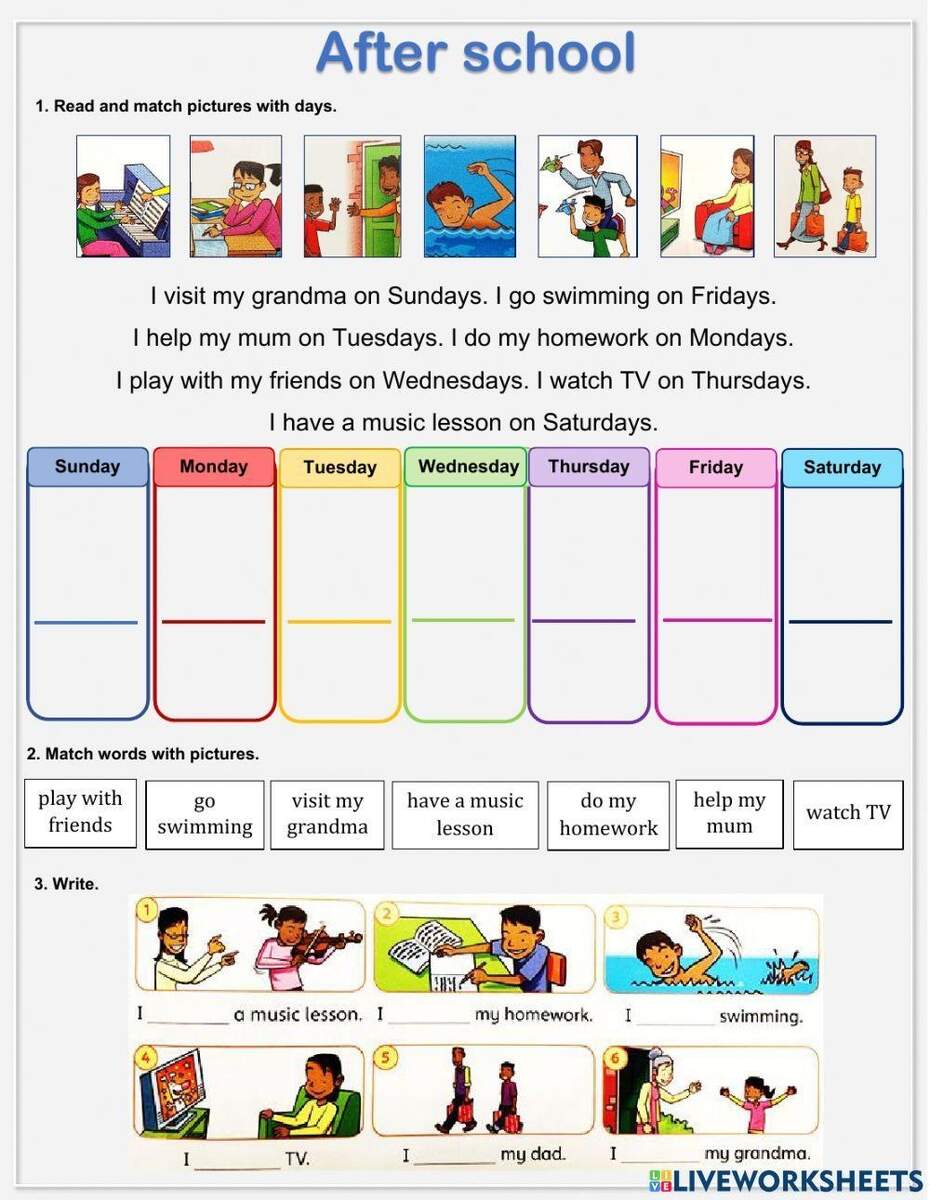 After School Online Activity Worksheets Library