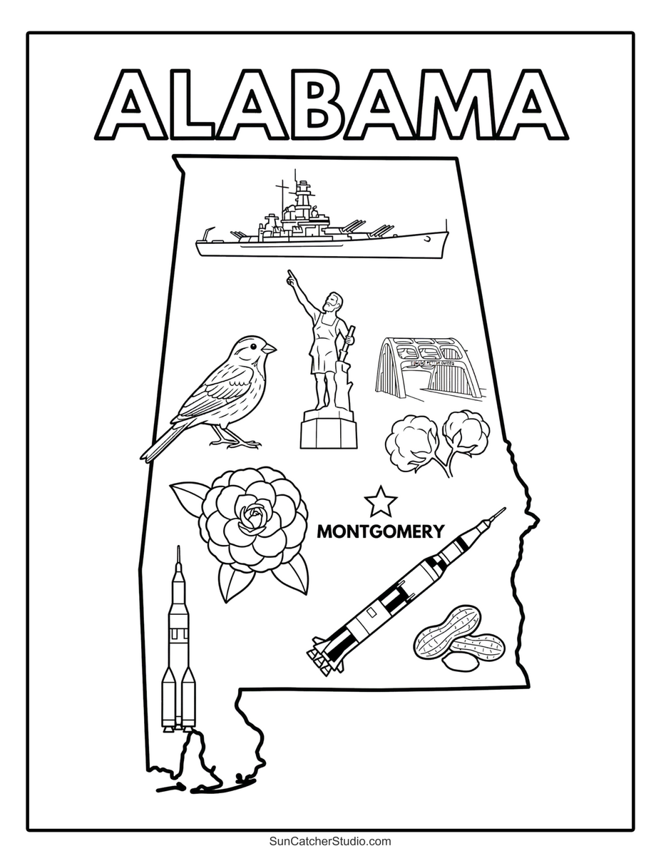 Alabama Map Outline Printable State Shape Stencil Pattern Free Printables Lettering SVG Files Tools Apps Alabama Map Outline Printable State Shape Stencil Pattern Free Printables Lettering SVG Files Tools Apps