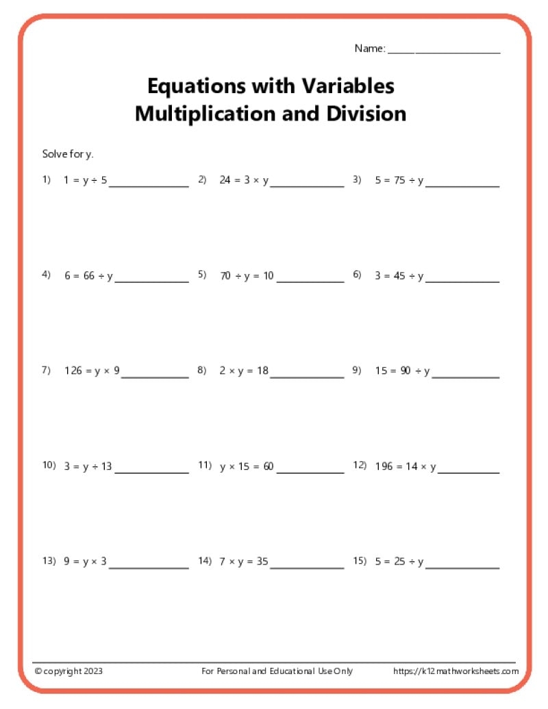 Algebra Worksheets K12 Math Worksheets Free Multiplication Worksheet To Use And Print Canva