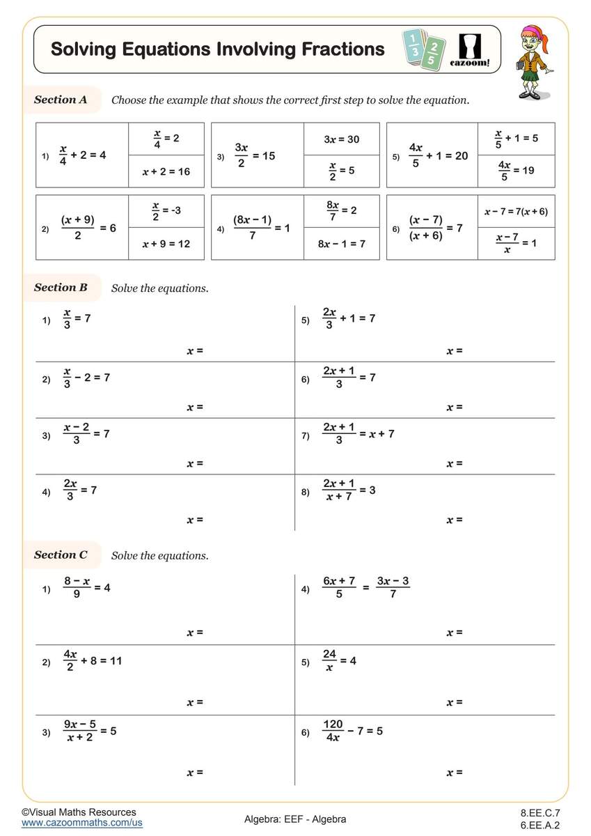 Algebra Worksheets With Answers Printable PDF Math Worksheets Cazoom Math Basic Algebra Worksheets