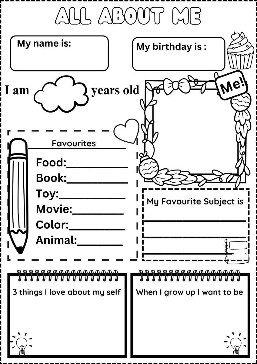 Free And Printable All About Me Worksheet Templates Canva