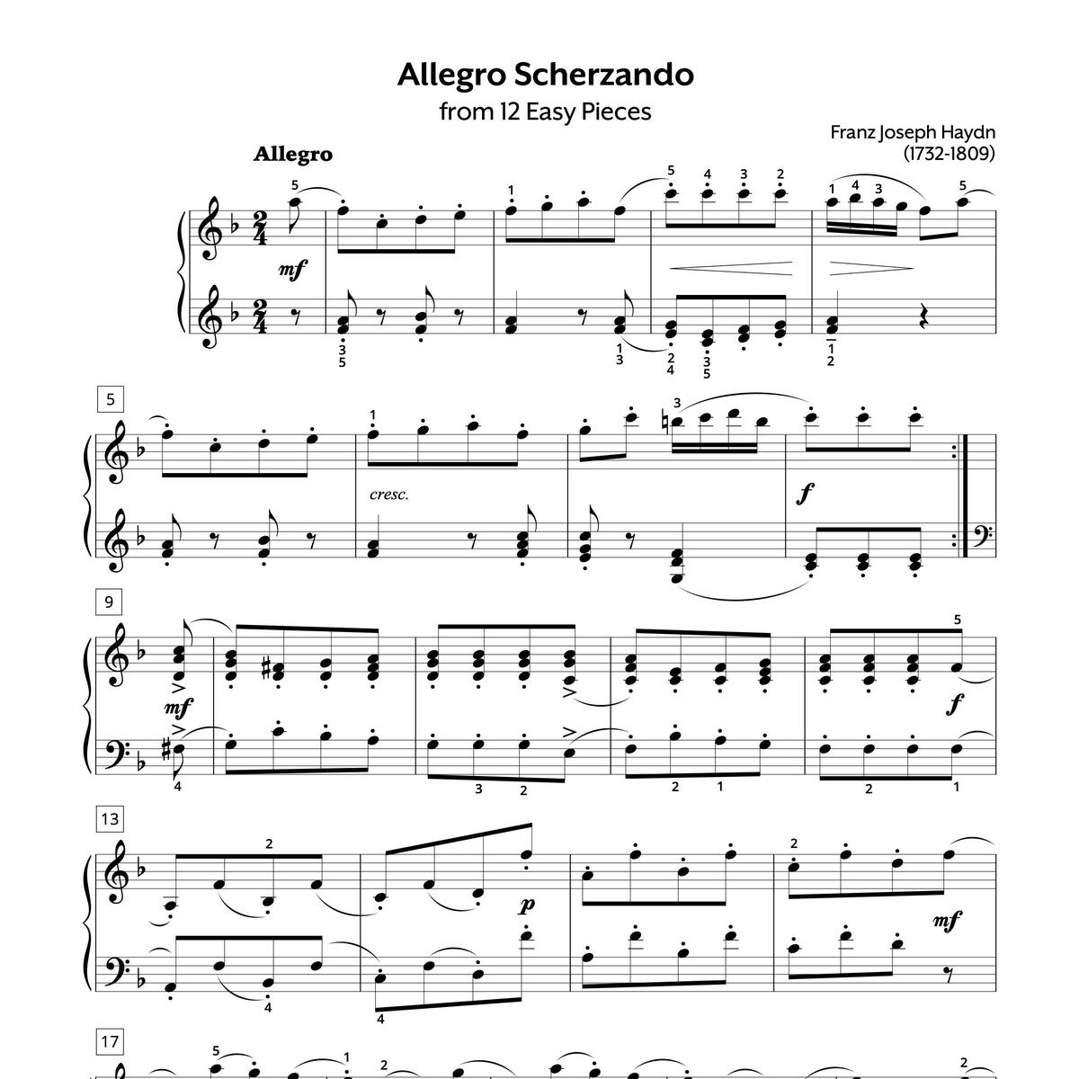 Allegro Scherzando Sheet Music Franz Joseph Haydn