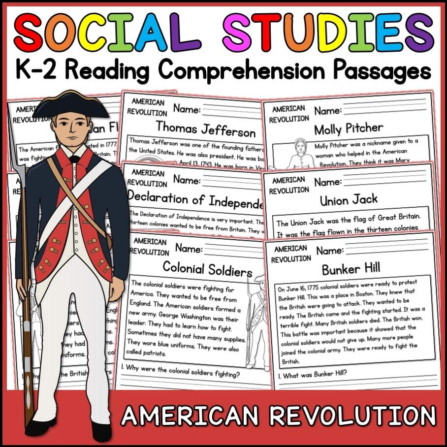 American Revolution Social Studies Reading Comprehension Passages K 2 Made By Teachers