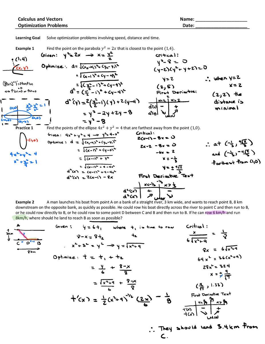 Applications 4 Optimization Problems Speed Distance Time Worksheets Library Applications 4 Optimization Problems Speed Distance Time Worksheets Library
