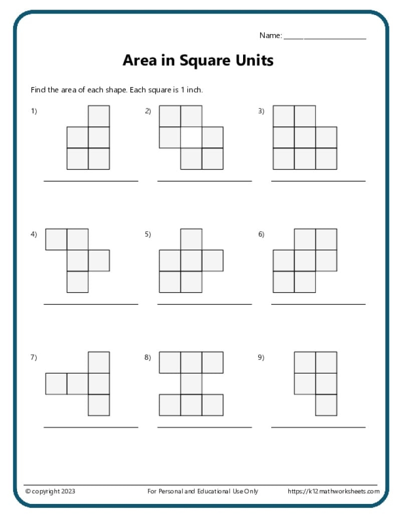 Area And Perimeter With Square Units K12 Math Worksheets Area And Perimeter With Square Units K12 Math Worksheets