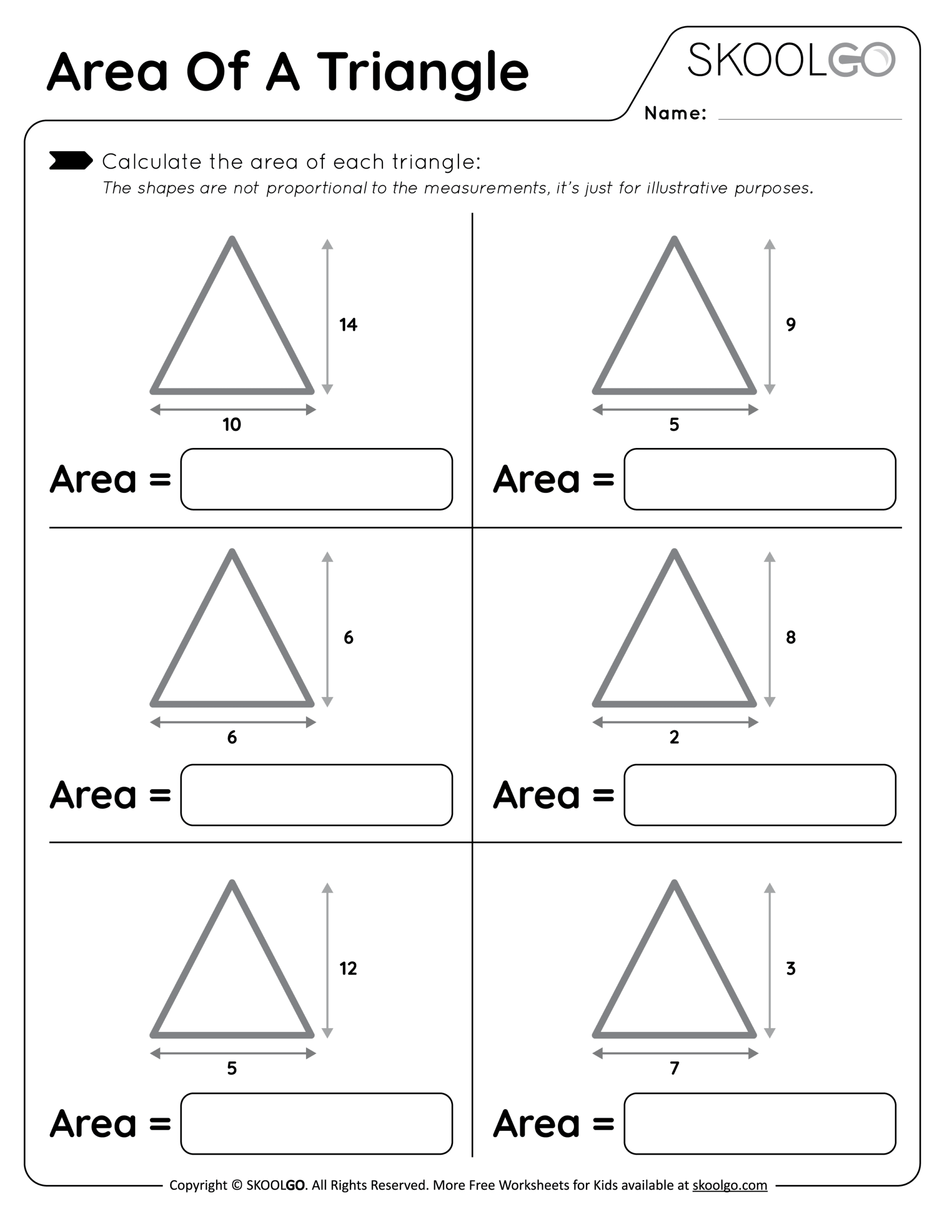 Area Of Right Triangle Worksheets
