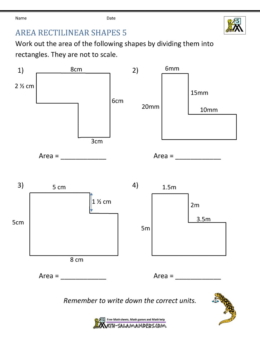 Area Of Rectangle Worksheets Area Of Rectangle Worksheets