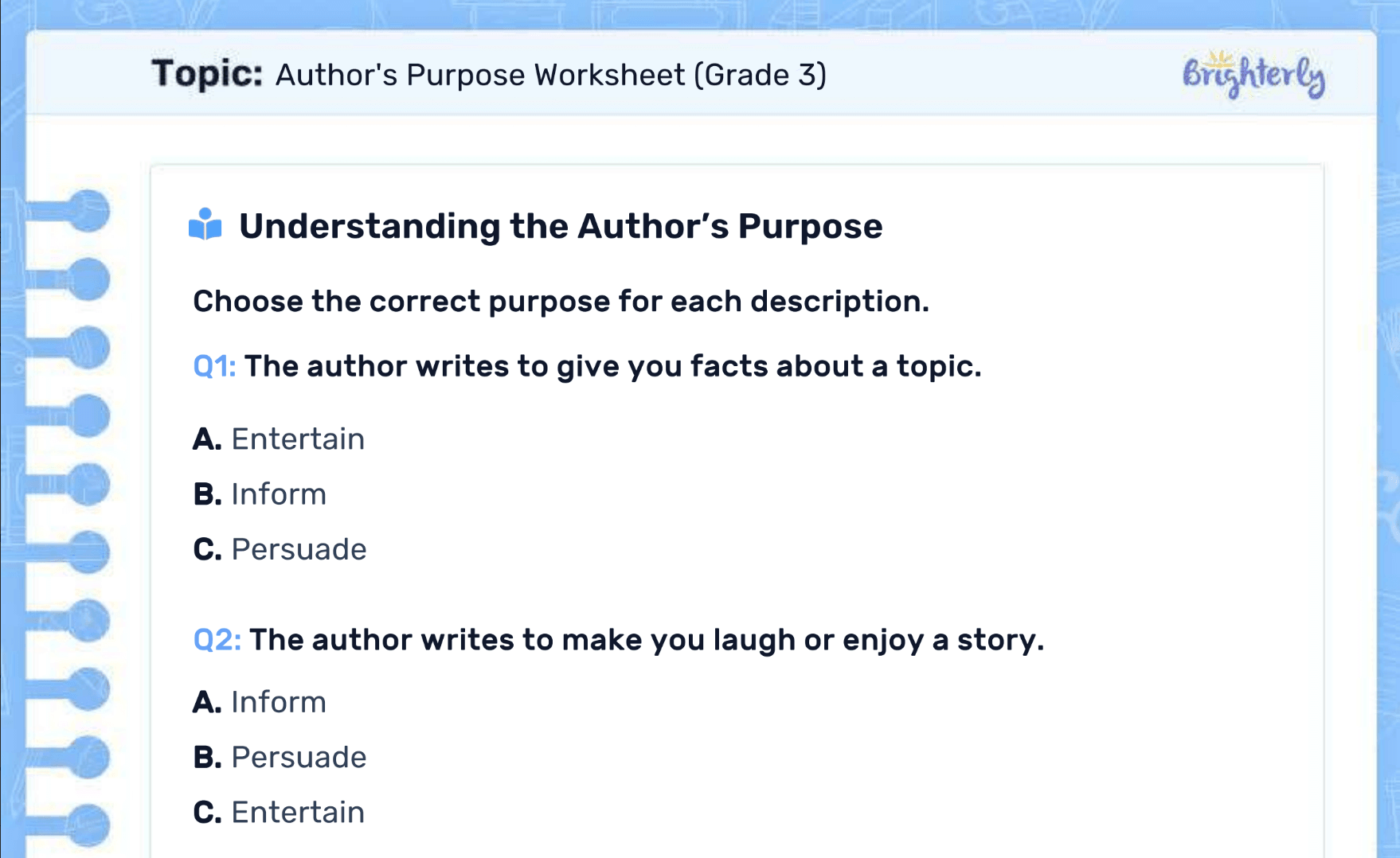 Author S Purpose Worksheet Free Printable Author S Purpose Worksheet Free Printable